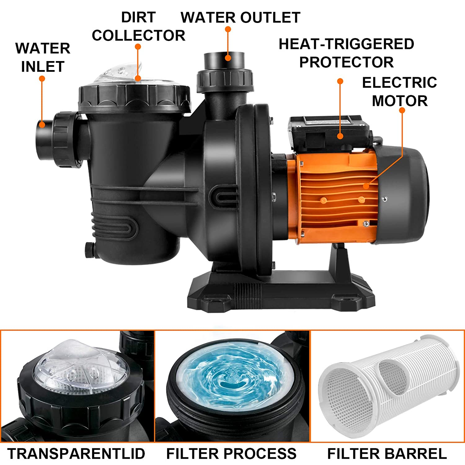 HZUSUN 500W Portable Pool Pump - Solar Pool Pump Kit review and price