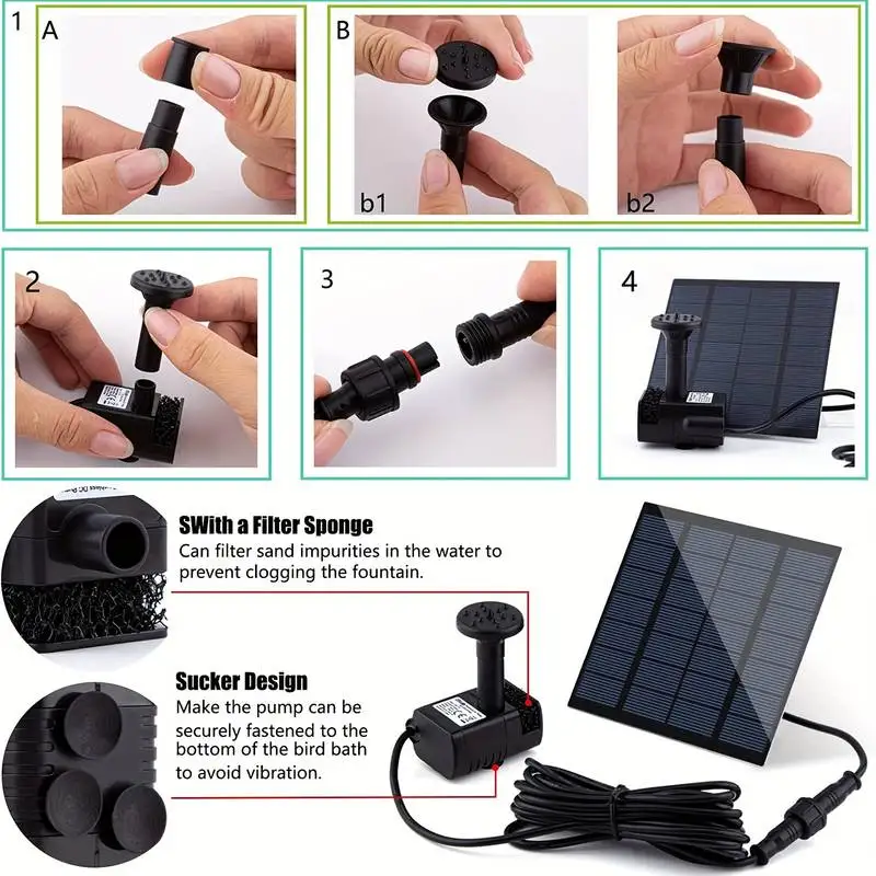 Solar Fountain with 6 Nozzles  - Solar Pool Pump Kit review and price